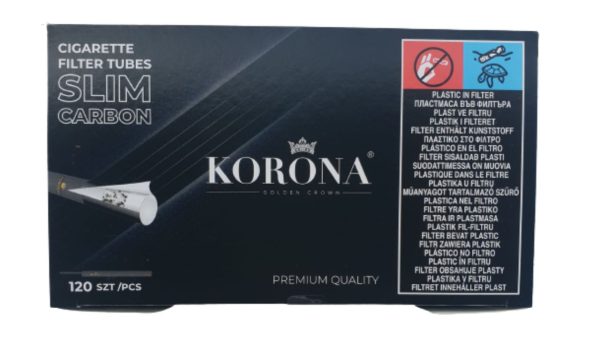 KORONA SLIM prazne cigarete 120/1. Karbonski, crni multi filter.